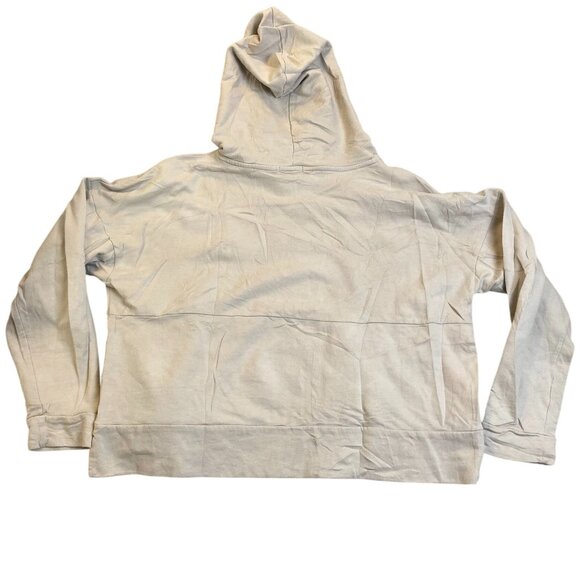 FLX Womans Cropped Hooded Sweatshirt XL Beige 96% Cotton 4% Spandex Pullover - Picture 2 of 9
